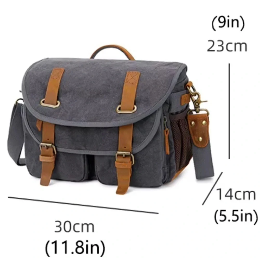 Brand New Retro Camera Bag Photography Canvas Shoulder Sling Case Vintage Gray